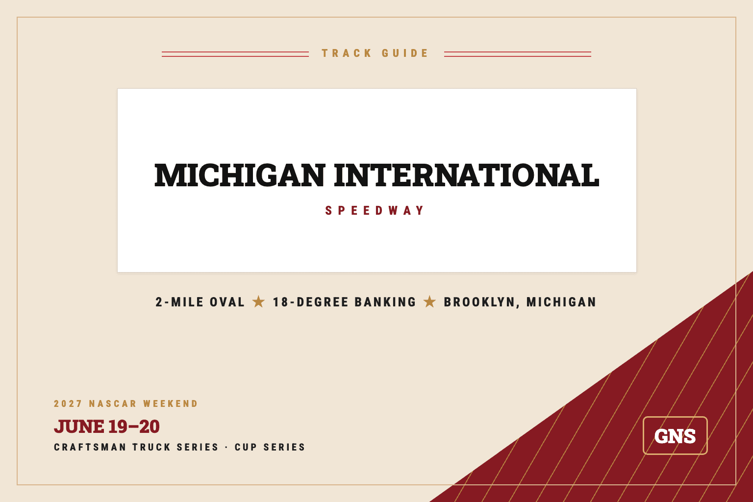 Grand National Today track guide card for Michigan International Speedway